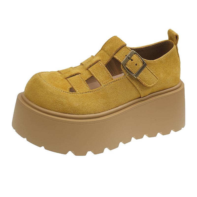 Dames Sandalen Zomer Case Ademend Gesp Romeinse Schoenen Hoge Hak Dikke Dames Schoenen Platform Sandalen 36