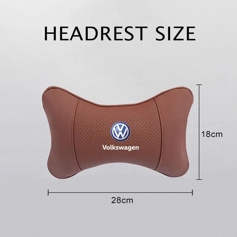 1Pcs Car Seat Headrest Auto Logo Neck Head Pillow Tools For VW R Line GTI Atlas Jetta Touareg Variant Golf Polo Taos PassatAL6