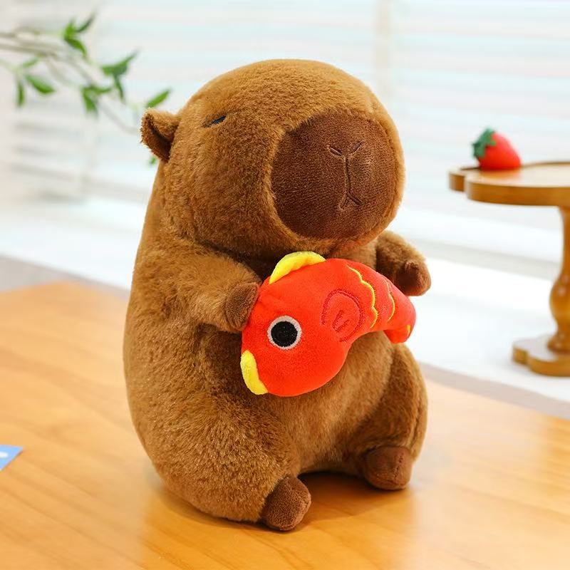 25cm Capybara Plush Simulation Capibara Anime Fluffty Toy Plant Stuffed Doll Holidays Props Decorative Throw Pillow for Kids