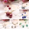 Earrings U-Shaped Double Sided Faux Pearl Gold Plated Ear Dangle Jewelry for Women
