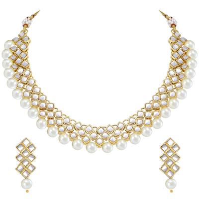 Colar Kundan de Pérola Falsa e Conjunto de Joias Presente para Mulheres