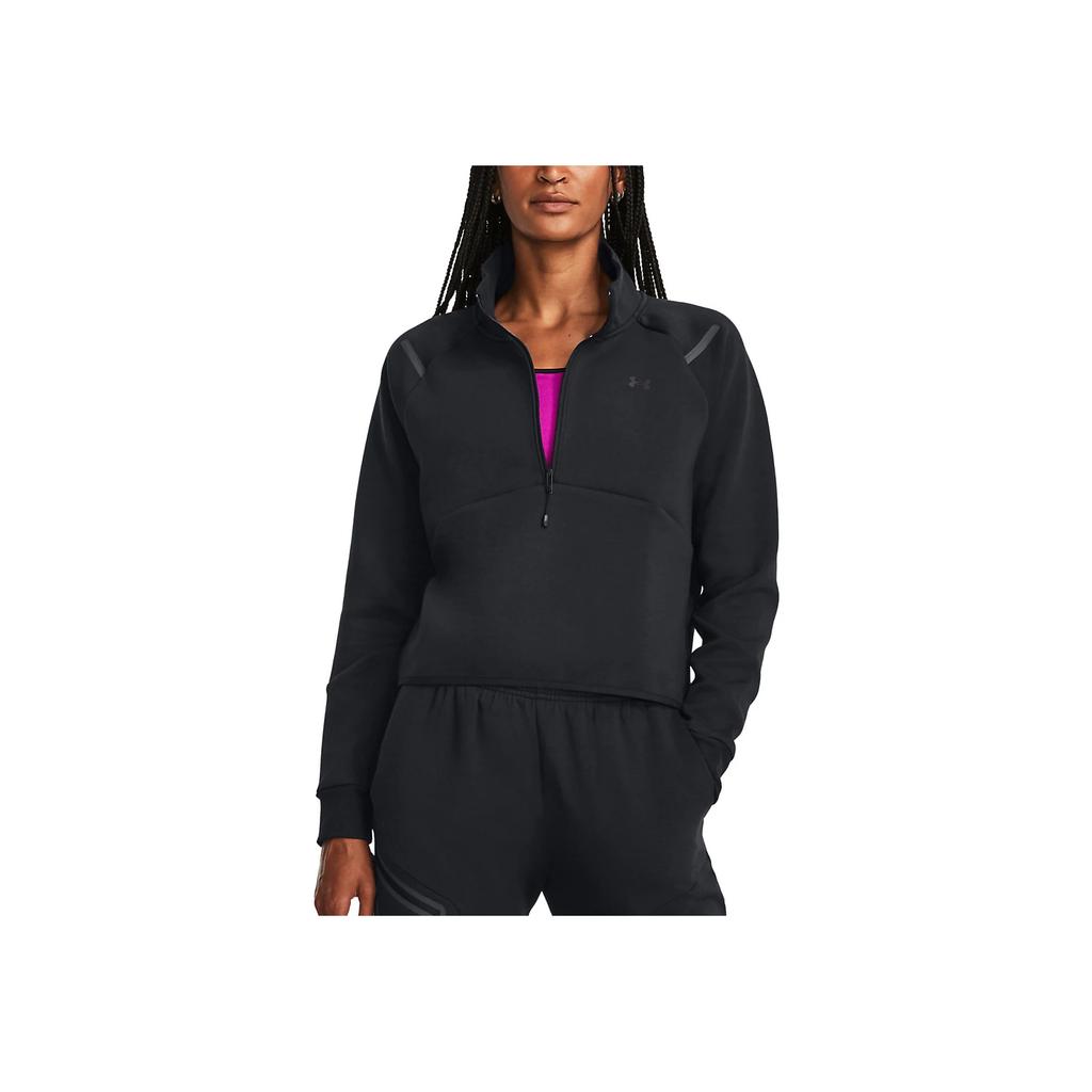 Under Armour Unstoppable Solid Fleece 1/4 Zip Short Sports Hoodie Women Hoodies Black 1379844-001