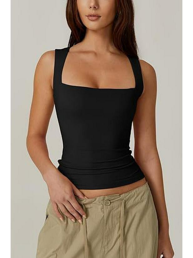European & American Street Style Square Neck Slim Tank Top - Women's Fashion Base Layer 2025