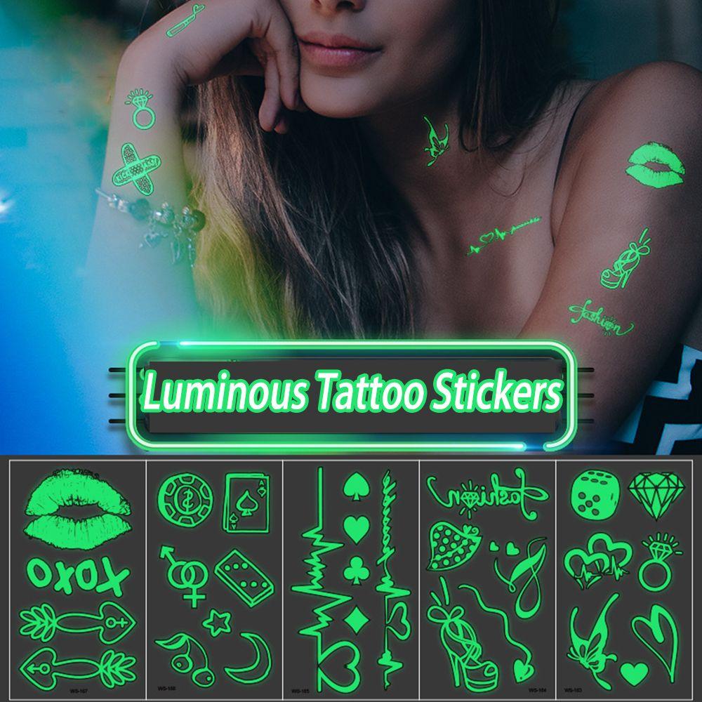 

New Fake Temporary fluorescent notes Stars Body Tattoos Flowers