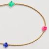 BONBEAU Unique and Fun Charms Gold Beads Long Necklace Color Motif Charm Gold Bead Long Necklace Kitsch Necklace
