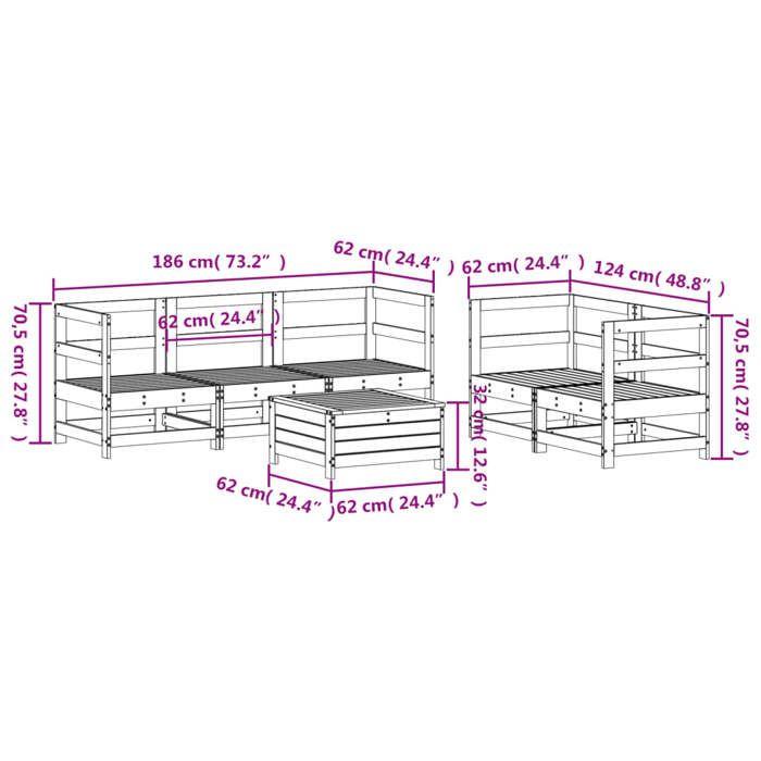 VidaXL Garden Lounge Set 6 Pcs White Solid Pine Wood, Outdoor Sofa Set, Garden Sofa Set, 3250805