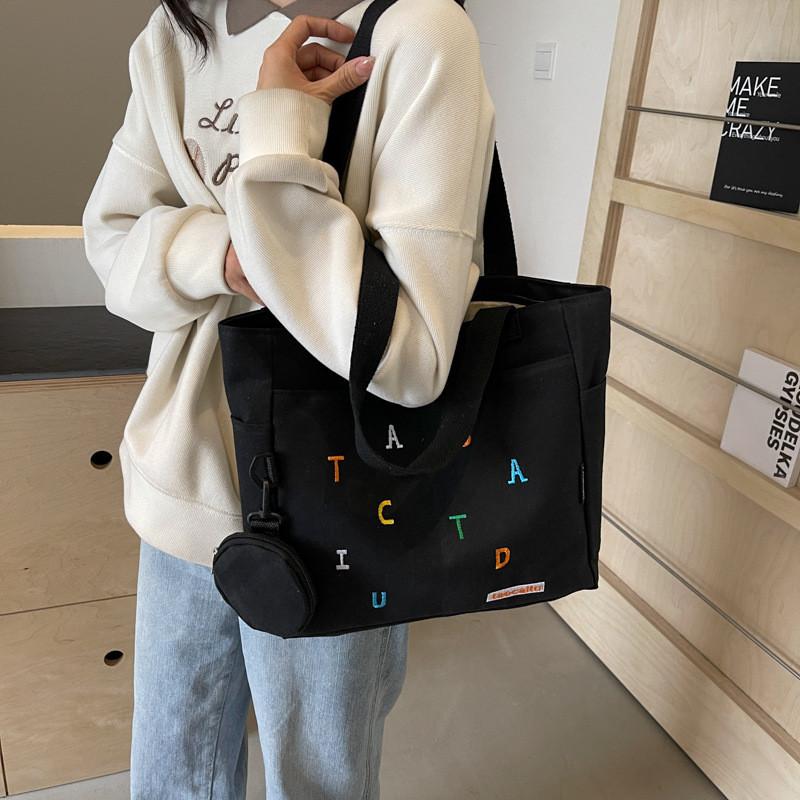 Simple Chic Canvas Shoulder Bag With Inner Pouch For Work And Leisure