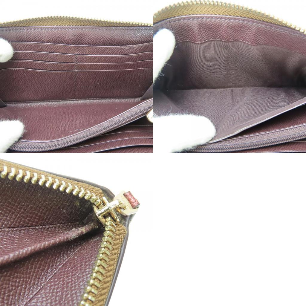 Used COACH Purse F22712 Signature leather Metal red Brown Zip Around