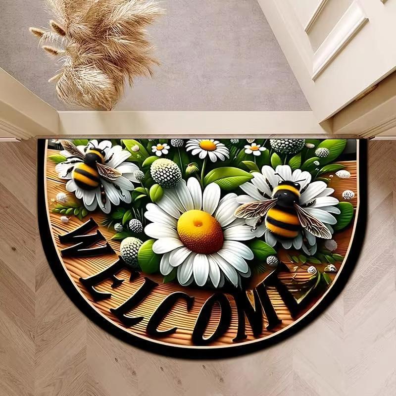 

Country Style Daisy Bee Entrance Door Mat Anti Slip And Absorbent Entrance Floor Mat Home Decoration 50X80CM(1.6X2.6FT