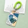 Women Green Cards Protecting Credit Card Holder with Lanyard String Student Plant Print Bus ID Name Badge Plastic Card Cover