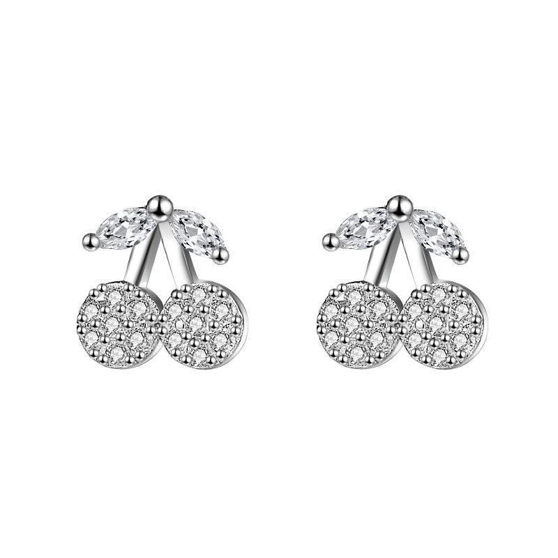 New Full-diamond Cherry Earrings for Fruit Earrings for Summer