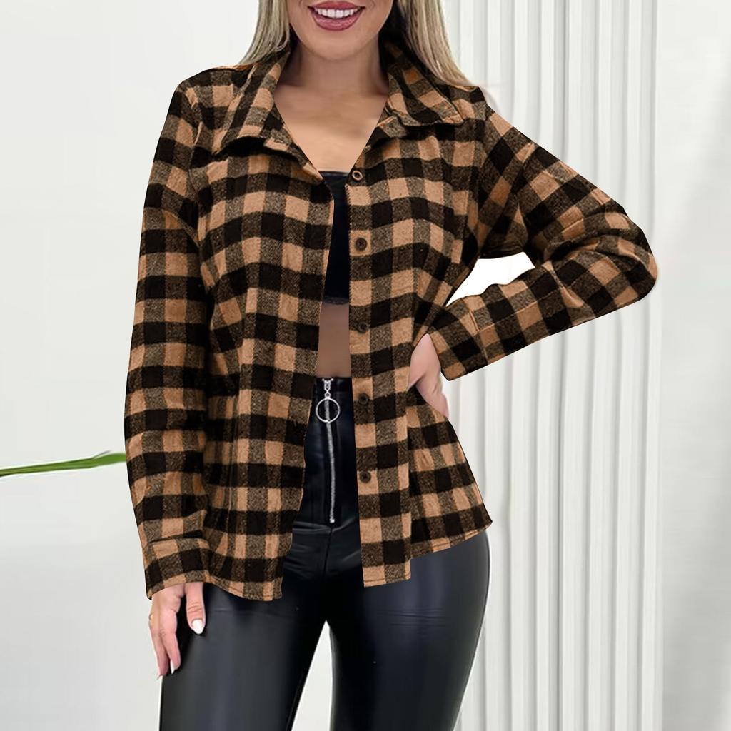 Women's Shirt Long Sleeve Buttons Up Jacke With Pocket