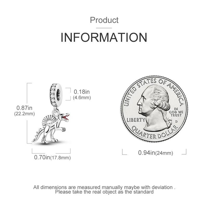 Copper Jurassic T-Rex Flying Dragon Charm Pendant Beads Fit Original Bracelet For Women Jewelry Making