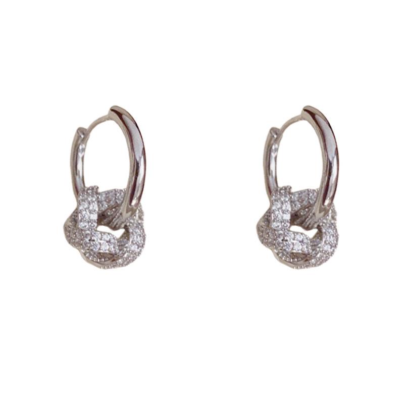 Light Luxury Vintage Micro Inlaid Zircon Wrapped Circle Ear Buckles For Women