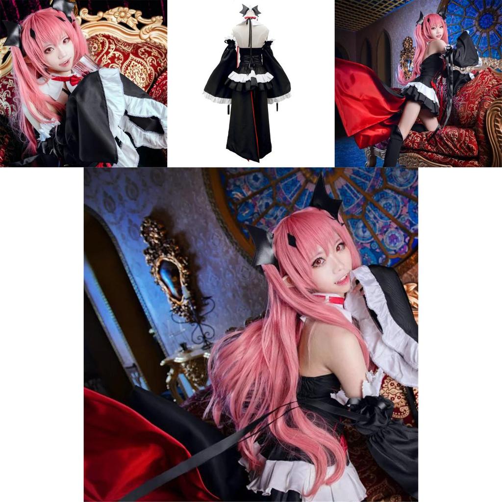 Elegant Seraph Of The End Krul Tepes Vampire Cosplay Costume Dress In Black