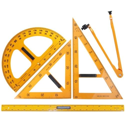 Xiraivke Educational Triangle Board, Protractor, Compass, Ruler, Large Multi-Function Drawing Tool Set for Elementary and Middle School Students, Blac