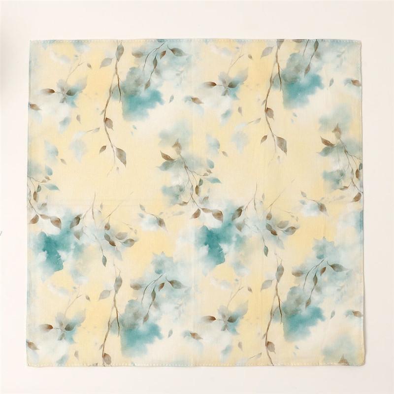 1Pc 34x34cm Thin Cotton Retro Flower Printed Women Pocket Handkerchief Scarf Absorbent Wipe Sweat Towel