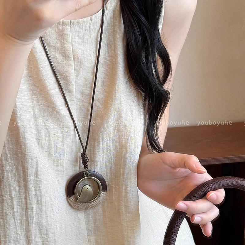 Zen pendant sweater chain women's retro ethnic style personalized lanyard necklace niche design item jewelry