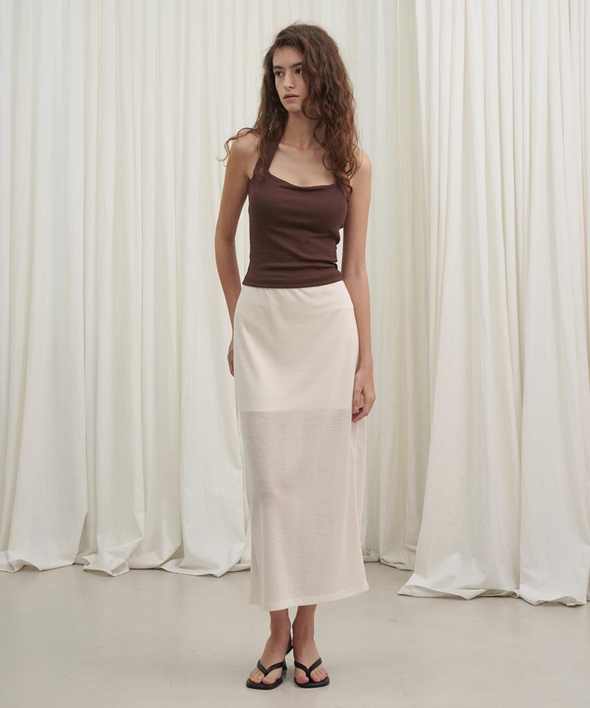 MARROT See-Through Elastic Skirt_Cream