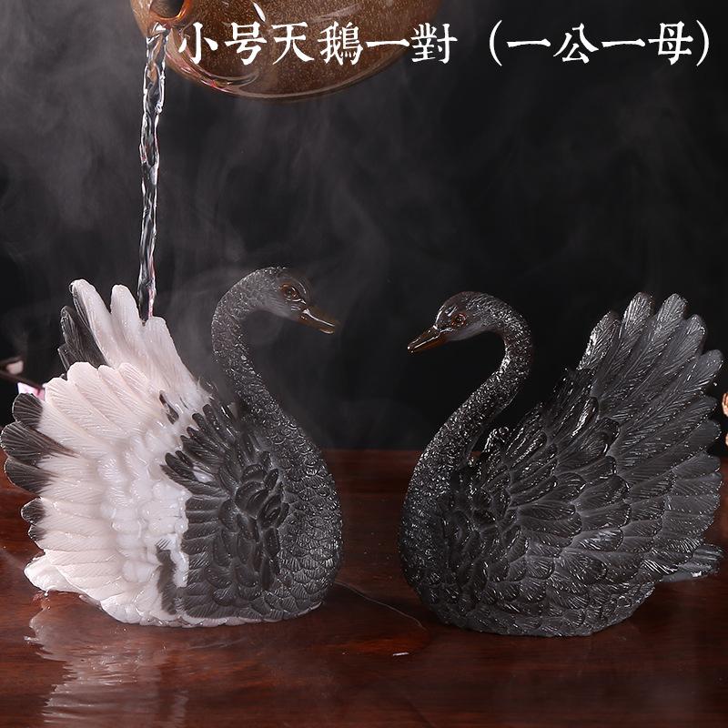 Heat Activated Color Changing Swan Tea Pet Resin Figurine for Tea Ceremony Desk Decoration Feng Shui Ornament Gift