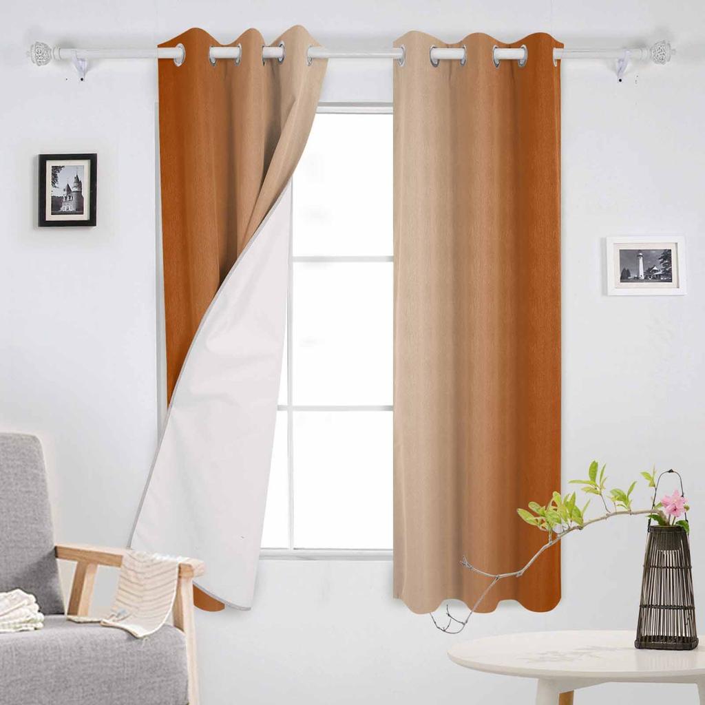Burnt Orange Gradient Blackout Curtains For Living Room Bedroom Window Treatment Drapes Home Decor