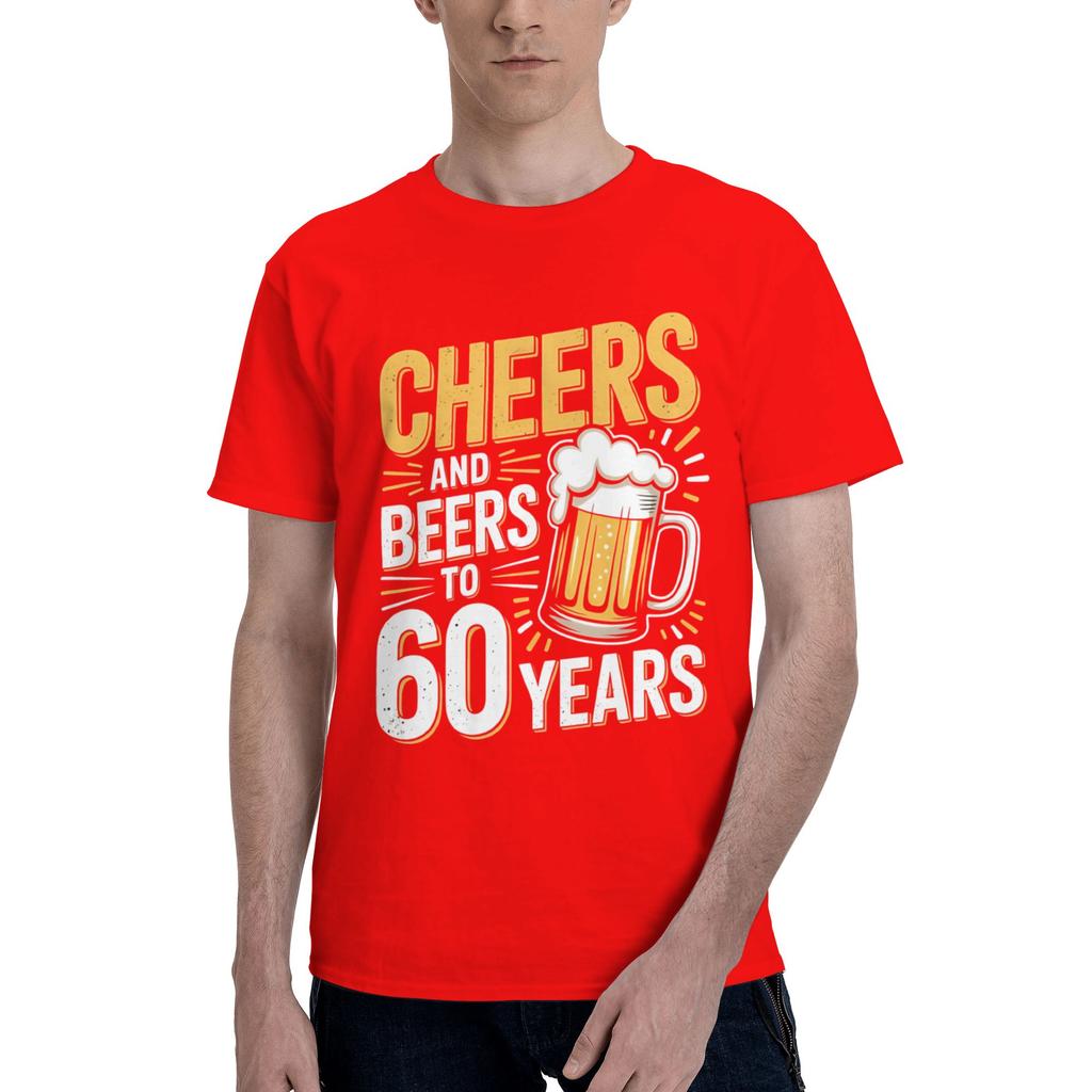 Cheers And Beers Gift Retro Vintage Mens 60 Birthday Crazy Tee Shirt Short Sleeve Round Collar Cotton New Arrival Tops TShirt