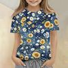 Tricou casual larg cu gât rotund și mânecă scurtă, cu imprimeu floral, pentru copii, confortabil, ușor, de vară