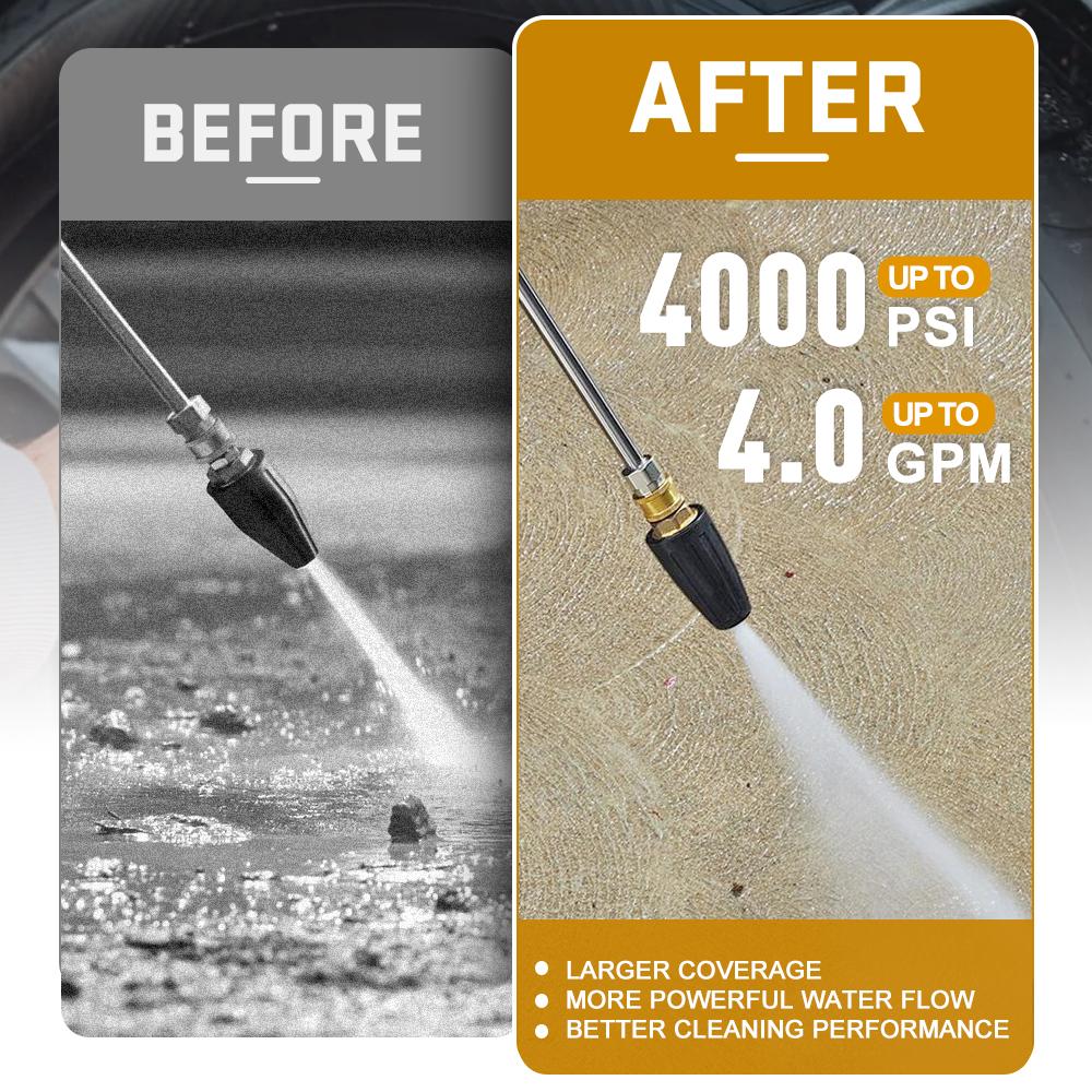 360 Rotating Turbo Nozzle Sprayer With 1/4" Quick Connect 4000 PSI High Pressure Washer Cleaner Accessories Brass