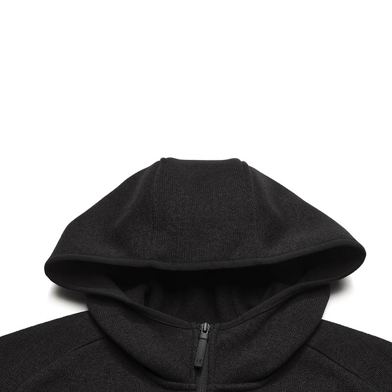 Fila Milano Series Warm Fashion Simple Classic Casual Sports Comfortable Versatile Knitted Loose Hooded Jacket Men Jackets Black F11M615503FBK