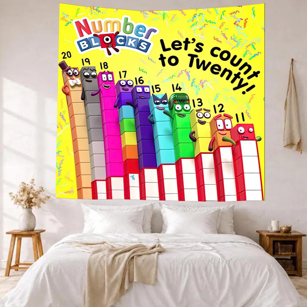 Numberblocks Wall Decor Tapestry Art For Pet Memorial Birthdaywedding Party Backdrop Family Gift