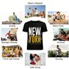 Vintage YORK Letter Print Casual Loose T-Shirt For Men And Women Pure Cotton T-shirt