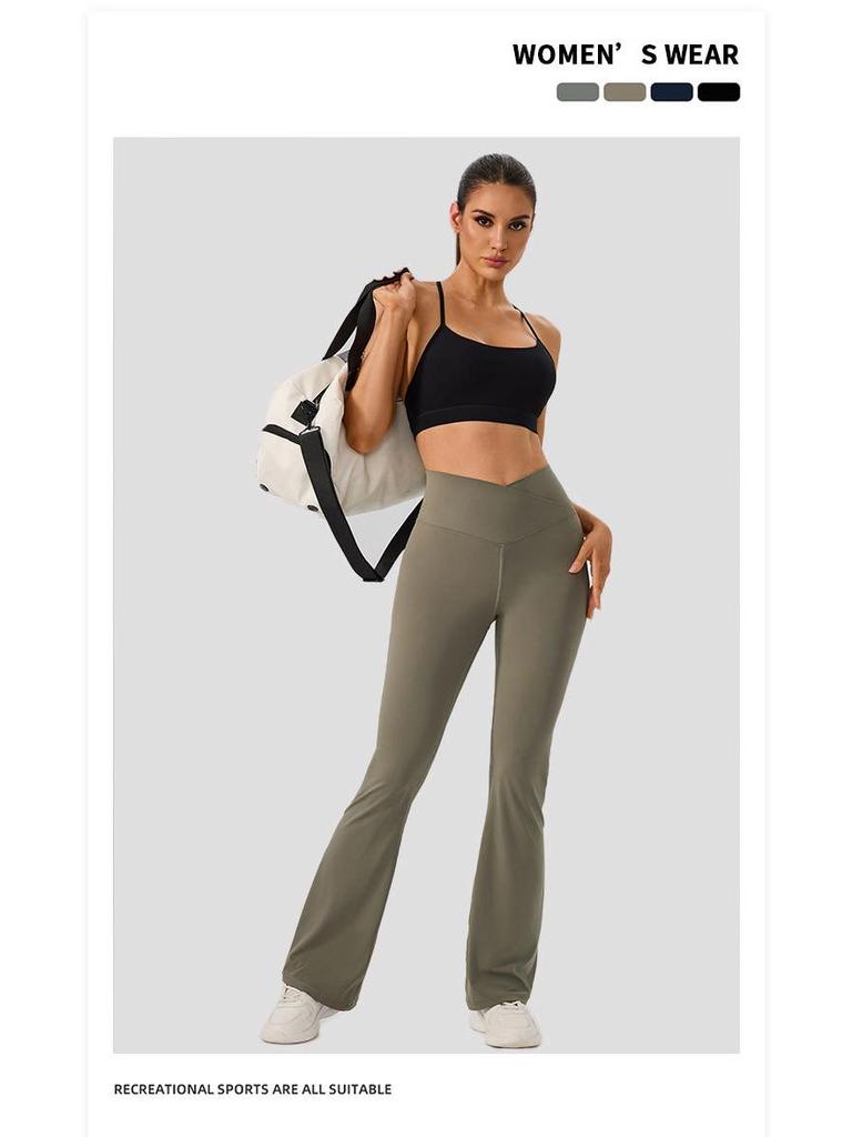 Women's Solid Color High-Waist Flare Yoga Pants