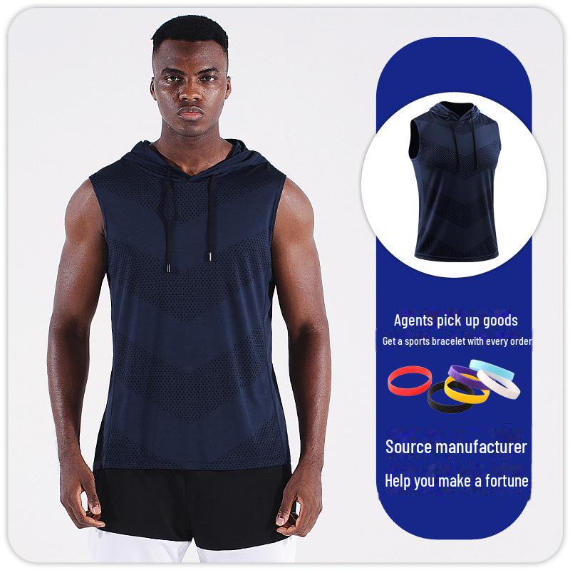 

Мужской быстросохнущий спортивный жилет без рукавов: Футболка с капюшоном для баскетбола, бега и фитнеса