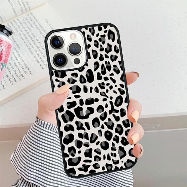 Black and White Leopard Texture Phone Case For iPhone 17 Air 16 15 14 plus 12 13 Pro max Shell Cover coque