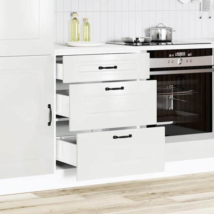 VidaXL Armoire de cuisine Kalmar blanc brillant bois ingénierie, meuble d'évier, meuble de cuisine avec tiroir, meuble de 854281