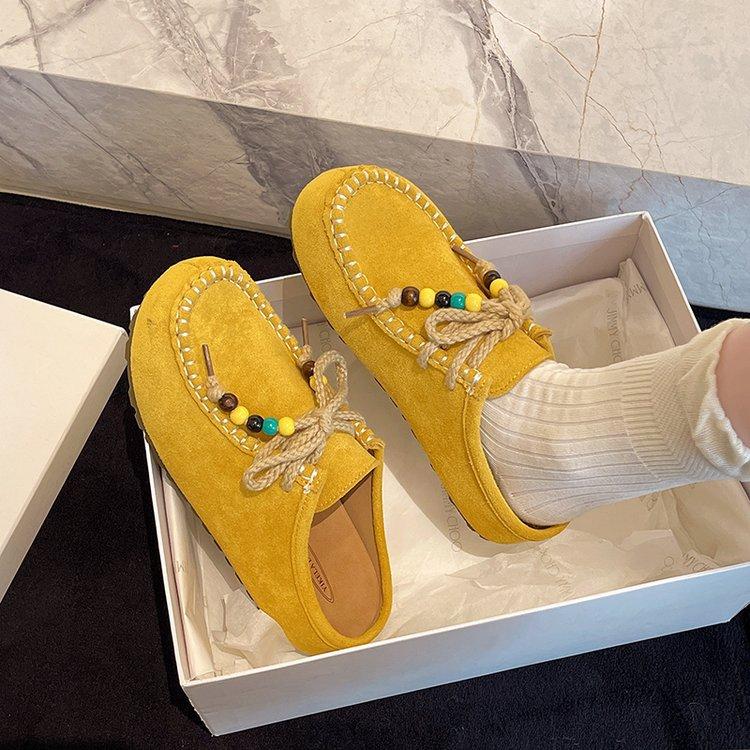 Retro inner height-increasing Boken shoes bag head half slippers women's summer outer wear 2025 new one-pedal thick-soled Muller sandals