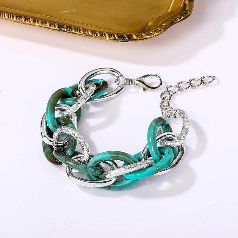 Accessories, Acrylic Leopard Geometric Colored Aluminum Chain Bracelet, Hip Hop Rough Jewelry For Women
