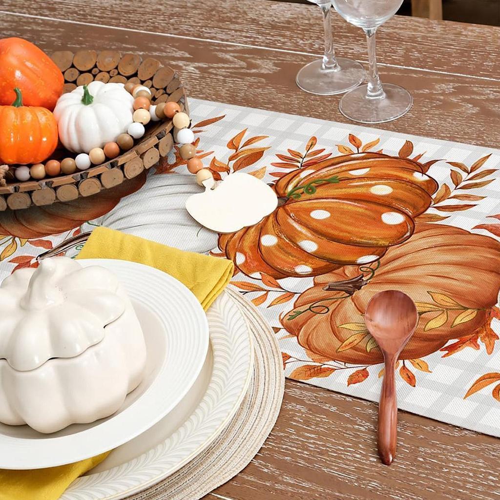 Table Runner  1PC Autumn Thanksgiving Table Runner Pumpkins  Dining Table Decoration Tablecloth for  Picnic Harvest Party Decor