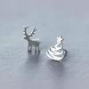 Mori Style Asymmetrical Christmas Earrings: Sweet Little Deer & Tree Design for Students, Korean-Inspired Creative Personality