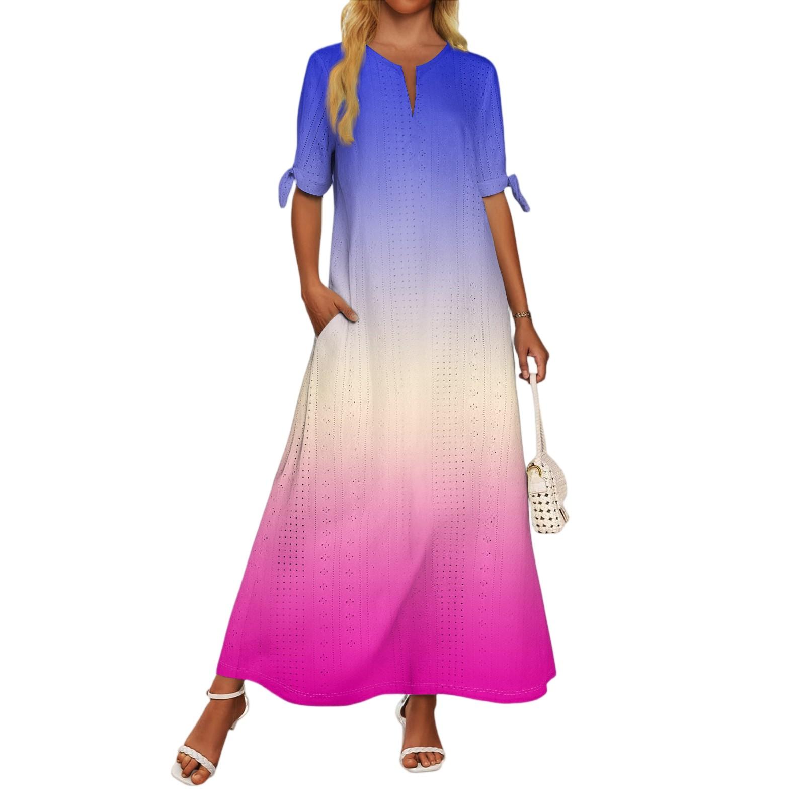 

Женское повседневное модное темпераментное элегантное платье макси с принтом градиентного цвета на талии XL красный