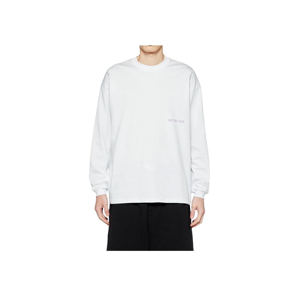Onitsuka Tiger Graphic Tee Simple Letter Breathable Comfortable Round Neck Loose Sweatshirt Unisex tops White 2183B163-100