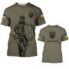 Ukraine Patriotic Soldier Graphic T-Shirt with Camo Sleeves