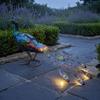 Solar Peacock Statue Hued Yard Light Lighted for Balcony