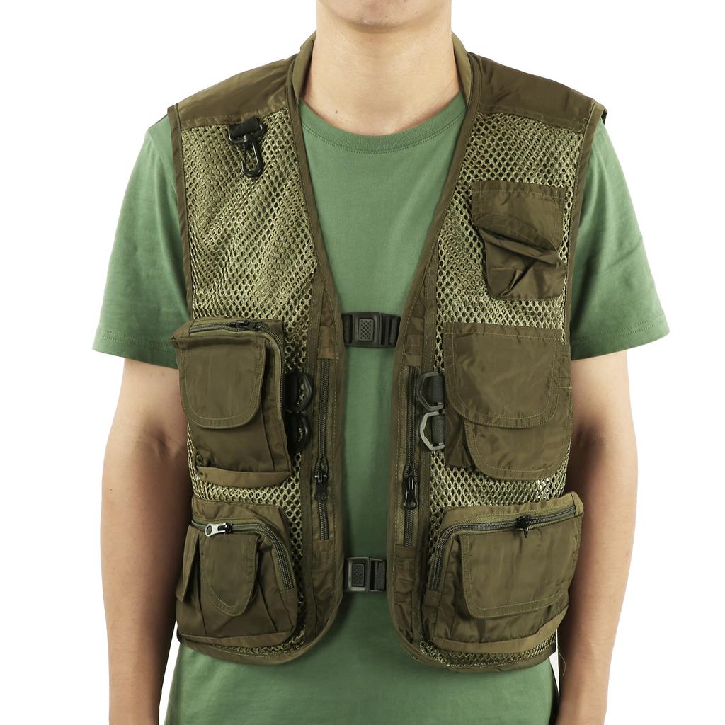 Fishing Vest MultiPocket MultiMesh Waistcoat Breathable Adjustable Fishing Life Jacket(L )