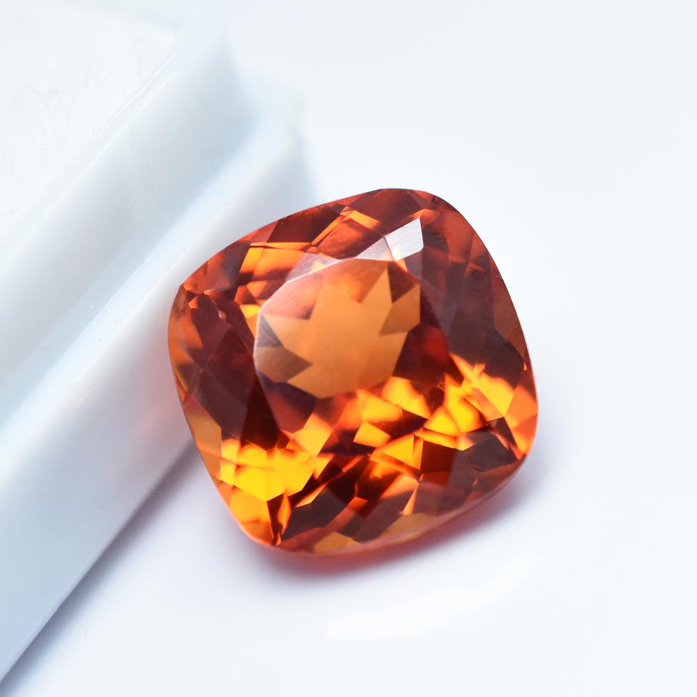 Natural Orange Sapphire Loose Gemstone 5.65 Ct Square Cushion Cut September Birthday Birthstone