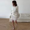 Cotton Pullover Overzie Sweater Women's Sexy Backless Loose Knit Sweater Round Neck Flared Sleeve Solid Color Pull Jumper Autumn/Winter 2025