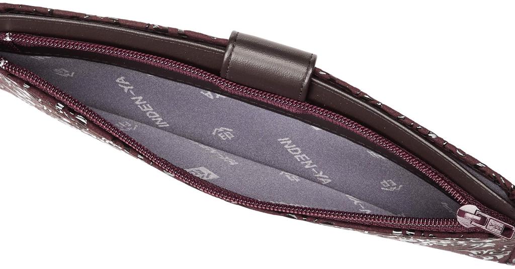 Indenya Long Wallet, Large, Purple Deerskin with Black Lacquer, Floral Arabesque Pattern, 2107-06-041