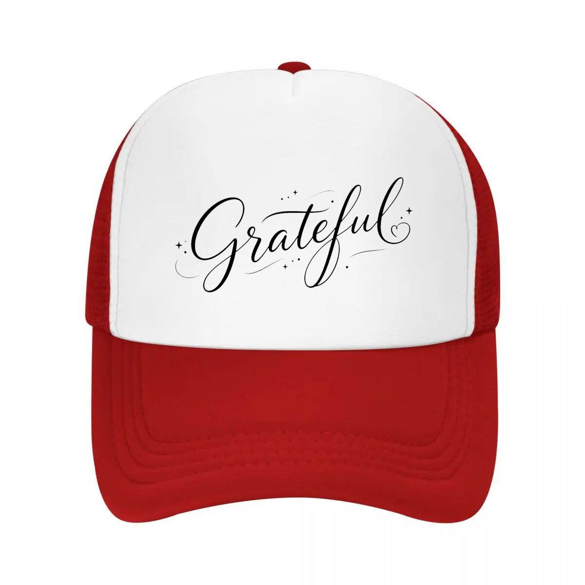 Minimal Thankful Script Line Art Mesh Baseball Cap Casual Hat Outdoor For Womens Unisex FeUnisex One Size