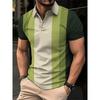 Men's Short-sleeved Striped Polo Shirt, Casual & Comfortable for Daily Use.