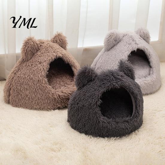 Warm Enclosed Hideaway for Indoor Cats Plush Cat Cave Bed, Hideaway, Fluffy Cozy Soft Pet Tent Burrow Bed Small Dogs Comfortable Nap Mat